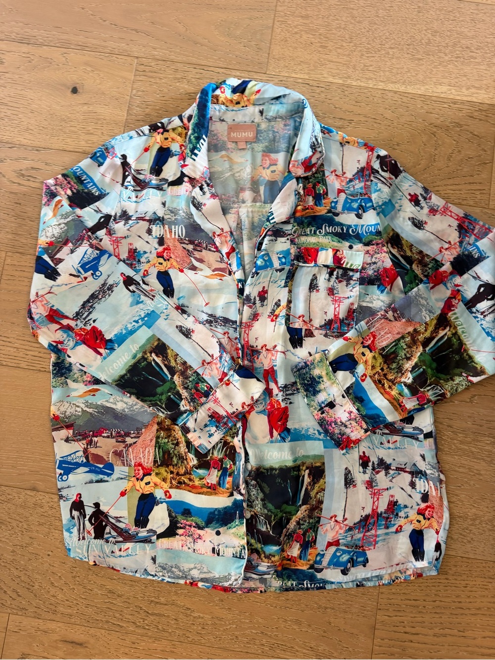 Show Me Your MuMu Multicolor Scenic Print Button-Down Lounge Set